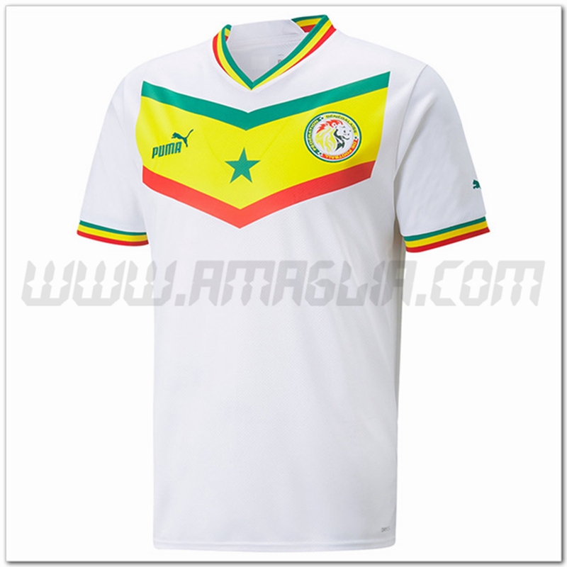 Nuovo Prima Maglia Calcio Senegal Mondiali 2022 Bianco