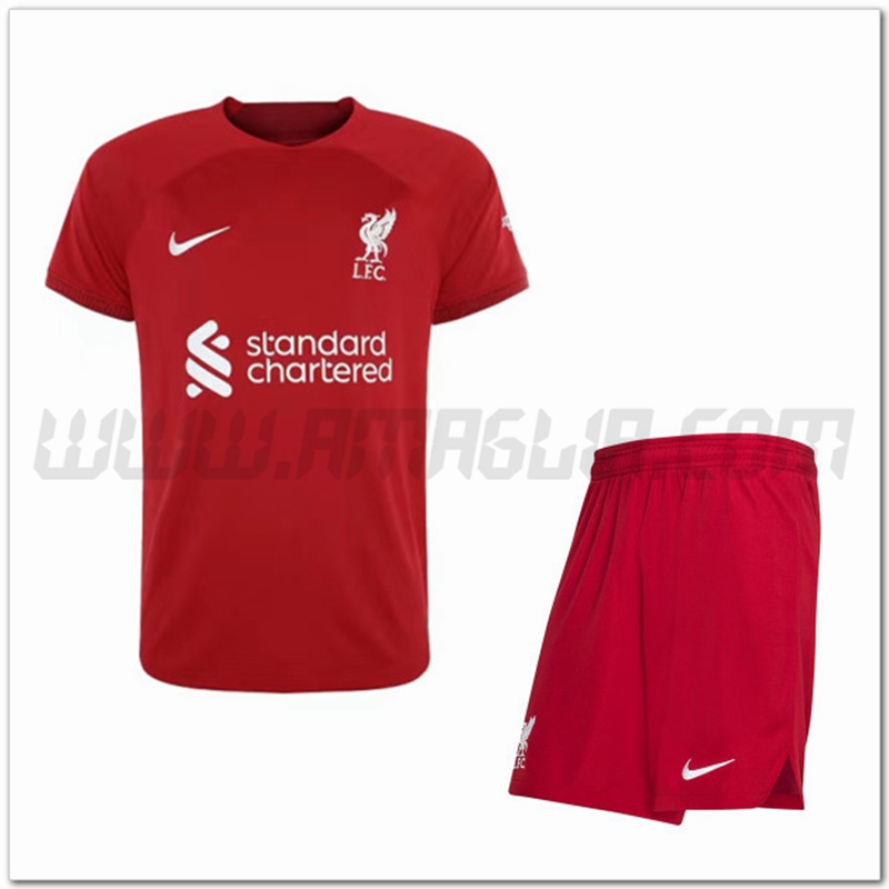 Kit Maglia FC Liverpool Prima + Pantaloncini 2022 2023
