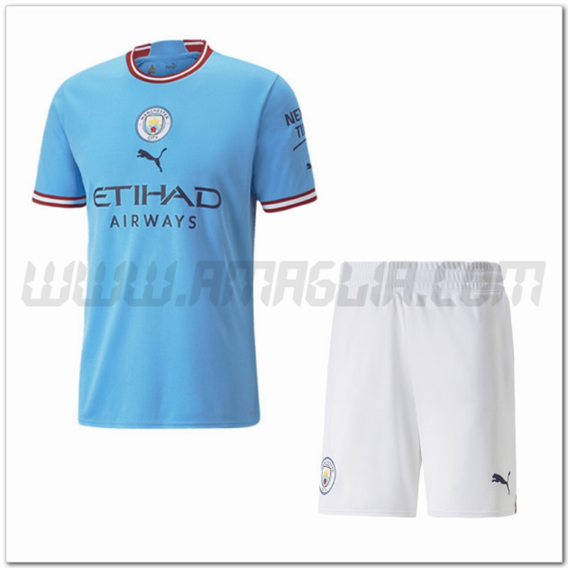 Kit Maglia Manchester City Prima + Pantaloncini 2022 2023