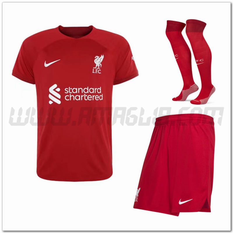 Kit Maglia FC Liverpool Prima (Pantaloncini + Calzini) 2022 2023