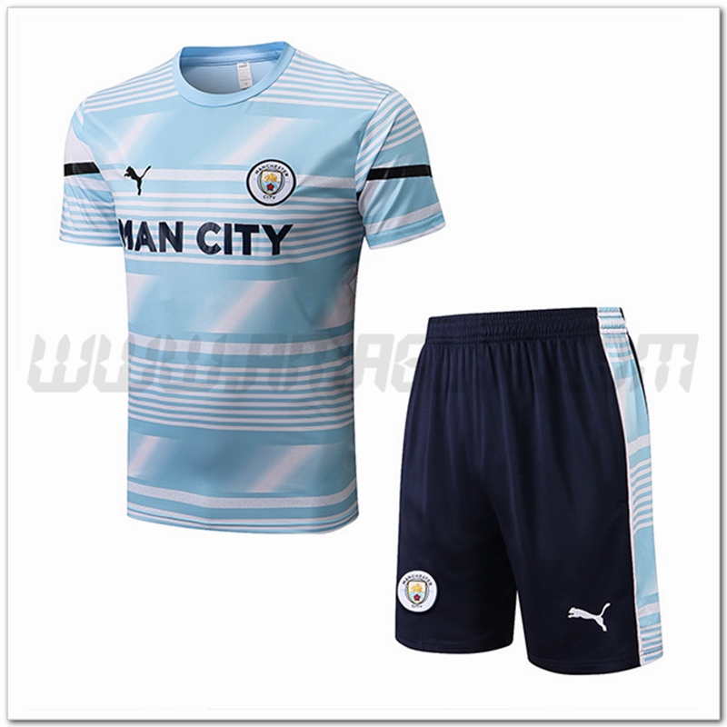 KIT Maglia Allenamento Manchester City + Pantaloncini Blu 2022 2023