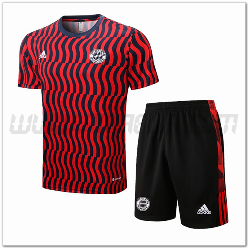 KIT Maglia Allenamento Bayern Monaco + Pantaloncini Nero/Rosso 2022 2023