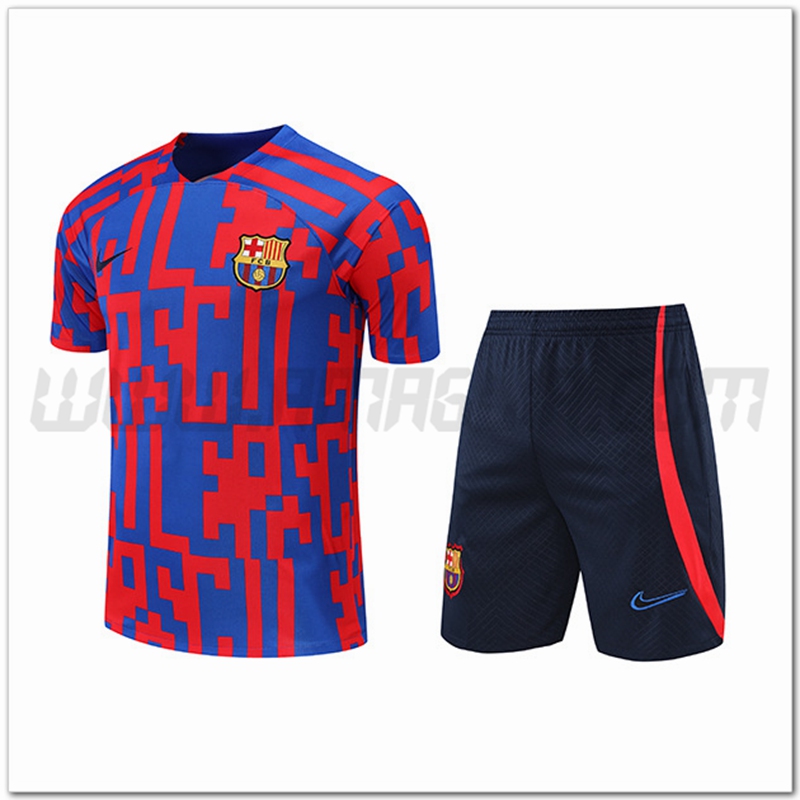 KIT Maglia Allenamento FC Barcellona + Pantaloncini Rosso/Blu 2022 2023