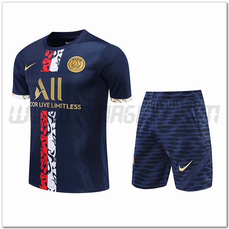 KIT Maglia Allenamento PSG + Pantaloncini Blu Marino 2022 2023