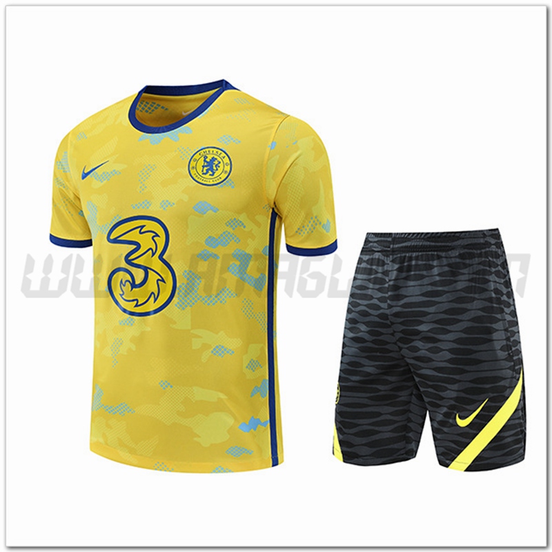KIT Maglia Allenamento FC Chelsea + Pantaloncini Giallo 2022 2023