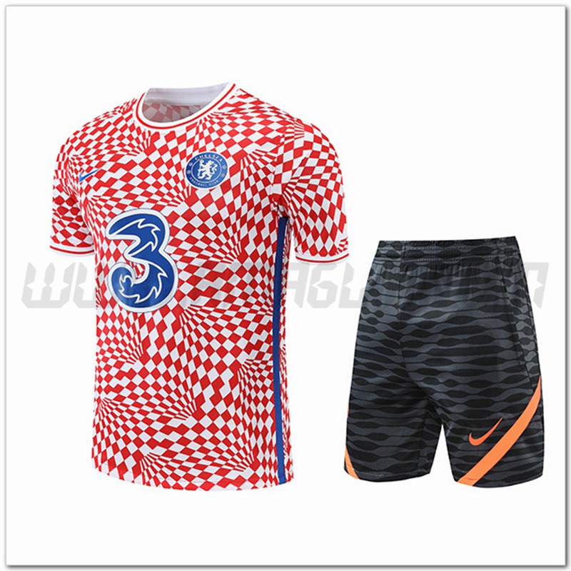 KIT Maglia Allenamento FC Chelsea + Pantaloncini Rosso 2022 2023