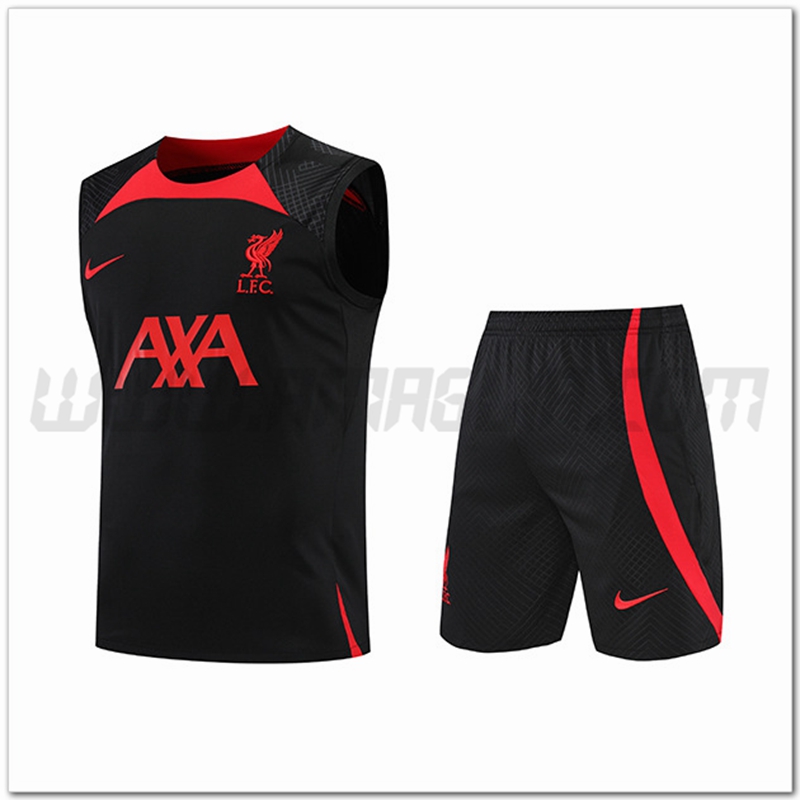 KIT Canotta da Allenamento FC Liverpool + Pantaloncini Rosso/Nero 2022 2023