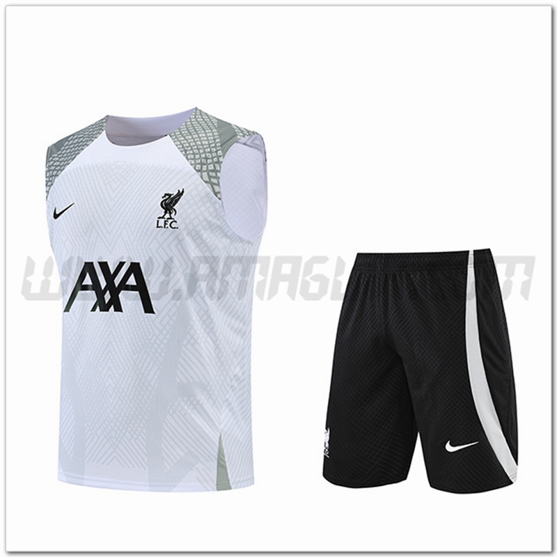 KIT Canotta da Allenamento FC Liverpool + Pantaloncini Bianco 2022 2023
