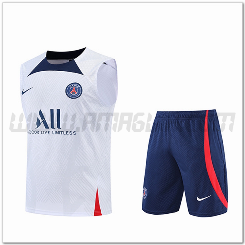 KIT Canotta da Allenamento PSG + Pantaloncini Blu/Bianco 2022 2023