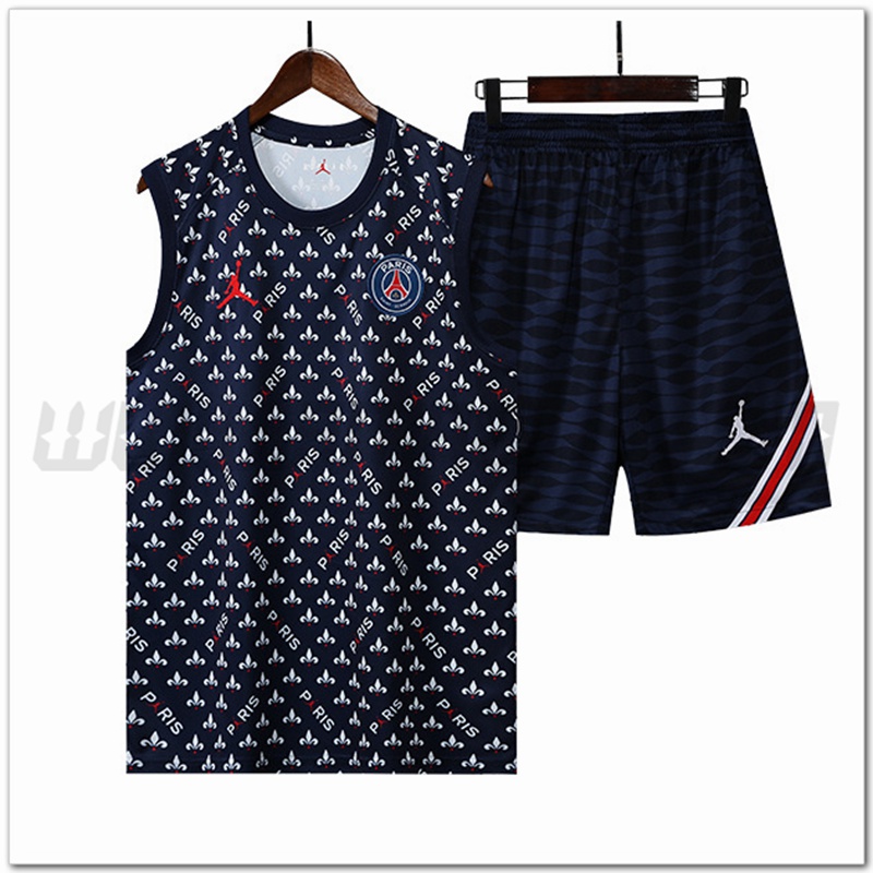 KIT Canotta da Allenamento Jordan PSG + Pantaloncini Bianco/Blu Marino 2022 2023