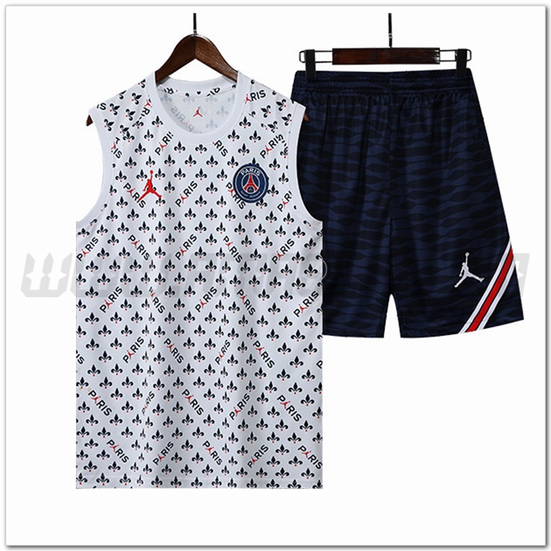 KIT Canotta da Allenamento Jordan PSG + Pantaloncini Bianco 2022 2023