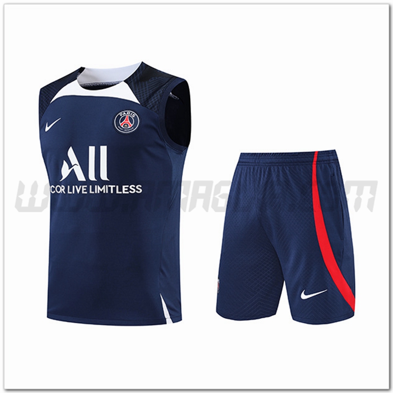 KIT Canotta da Allenamento PSG + Pantaloncini Blu Marino/Nero 2022 2023