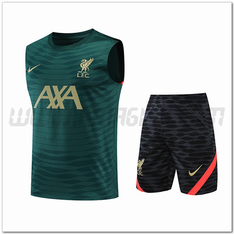 KIT Canotta da Allenamento FC Liverpool + Pantaloncini Verde 2022 2023