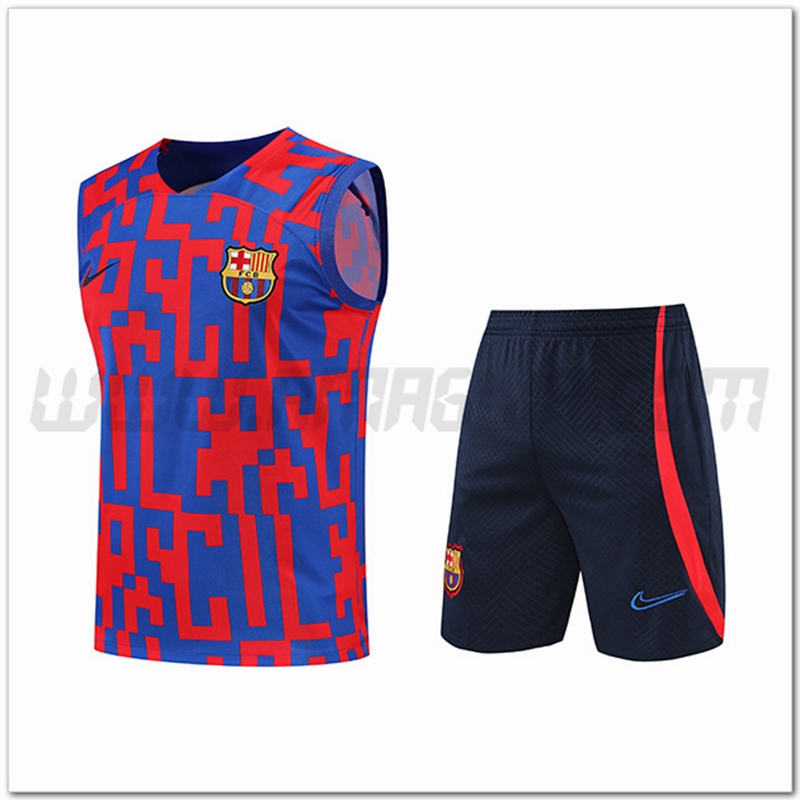 KIT Canotta da Allenamento FC Barcellona + Pantaloncini Rosso/Blu 2022 2023