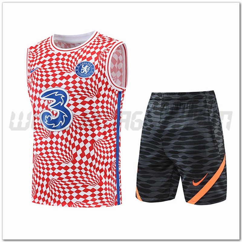 KIT Canotta da Allenamento FC Chelsea + Pantaloncini Rosso 2022 2023