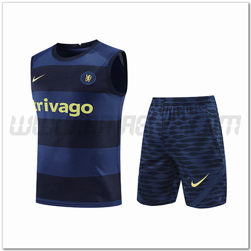 KIT Canotta da Allenamento FC Chelsea + Pantaloncini Nero/Blu 2022 2023