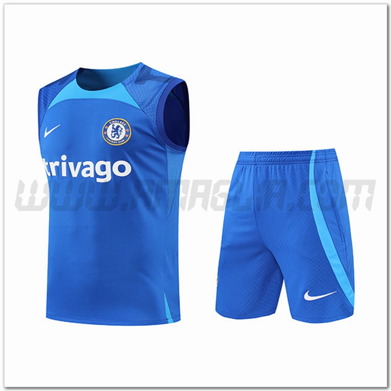 KIT Canotta da Allenamento FC Chelsea + Pantaloncini Blu 2022 2023