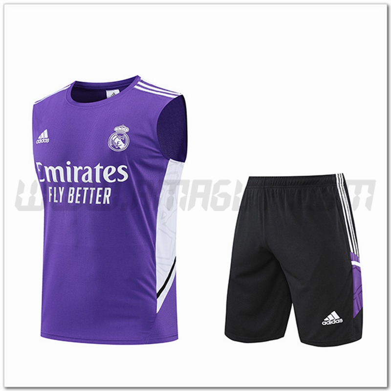 KIT Canotta da Allenamento Real Madrid + Pantaloncini Viola 2022 2023