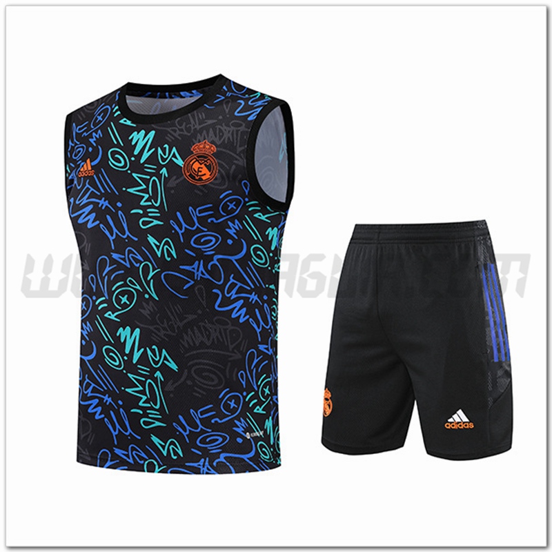 KIT Canotta da Allenamento Real Madrid + Pantaloncini Nero/Blu 2022 2023