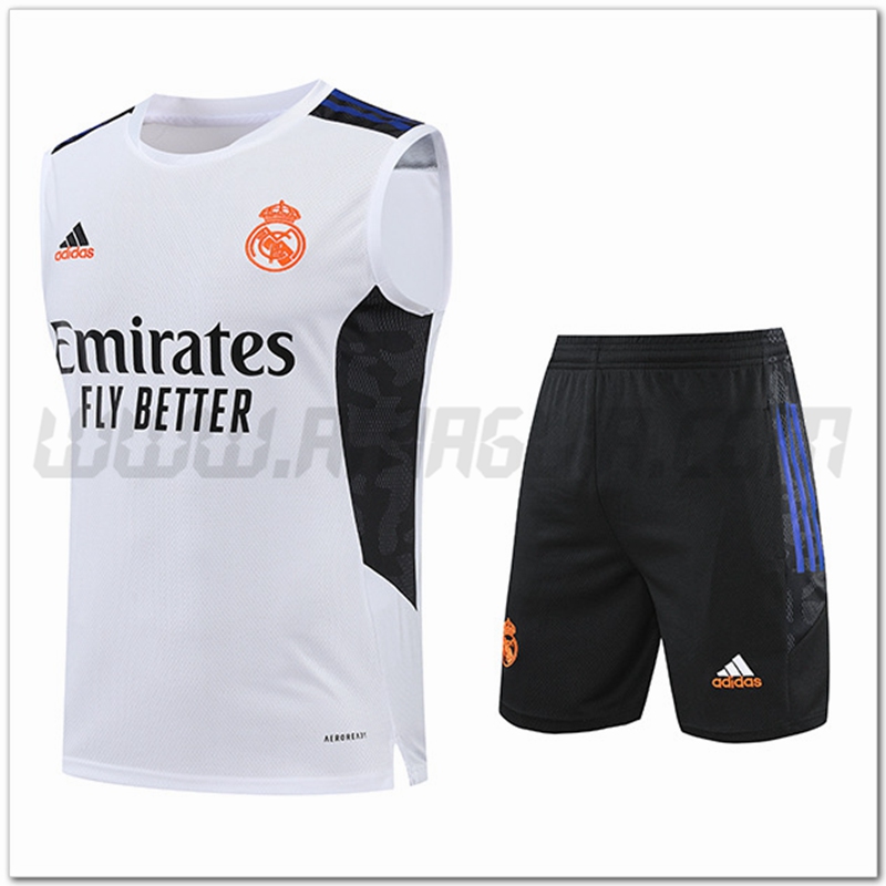 KIT Canotta da Allenamento Real Madrid + Pantaloncini Bianco/Nero 2022 2023