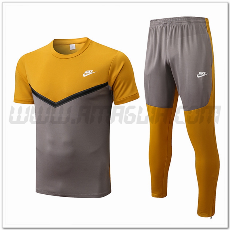 KIT Maglia Allenamento Nike + Pantaloni Grigio/Giallo 2022 2023