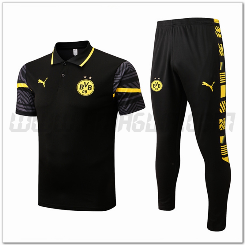Kit Maglia Polo Dortmund BVB + Pantaloni Nero 2022 2023