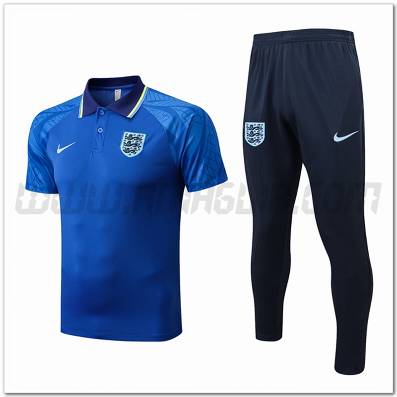 Kit Maglia Polo Inghilterra + Pantaloni Blu 2022 2023