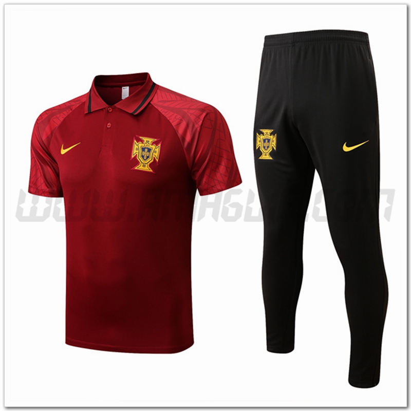 Kit Maglia Polo Portogallo + Pantaloni Rosso 2022 2023