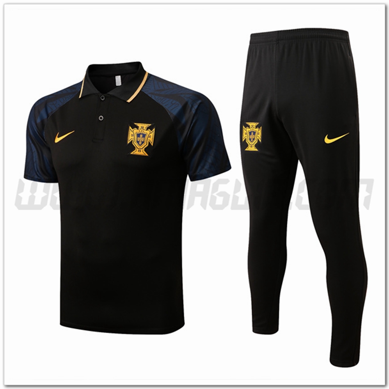 Kit Maglia Polo Portogallo + Pantaloni Nero 2022 2023