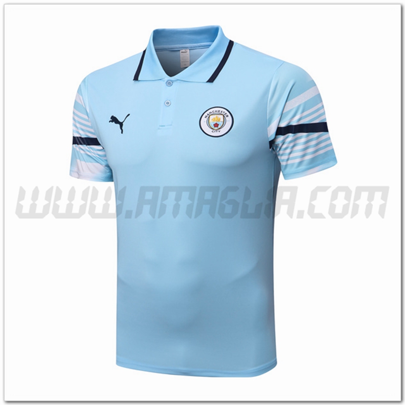Maglia Polo Manchester City Azzurro 2022 2023