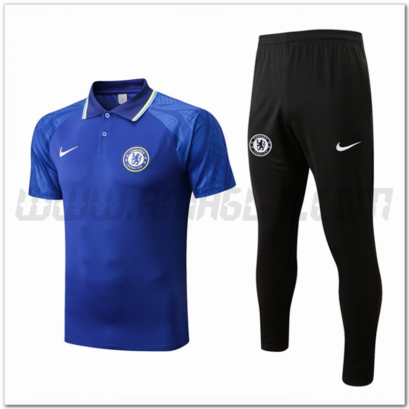 Kit Maglia Polo FC Chelsea + Pantaloni Blu 2022 2023