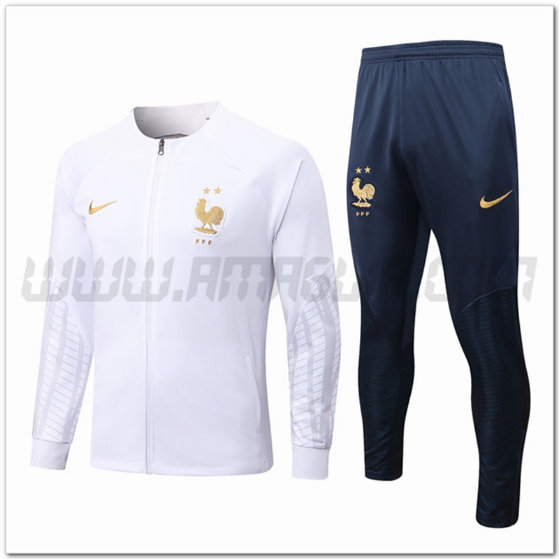 Tuta Giacca Allenamento Francia Bianco 2022 2023