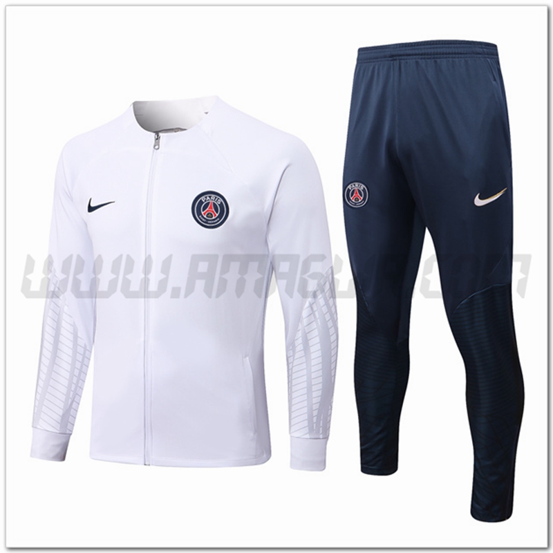 Tuta Giacca Allenamento PSG Bianco 2022 2023