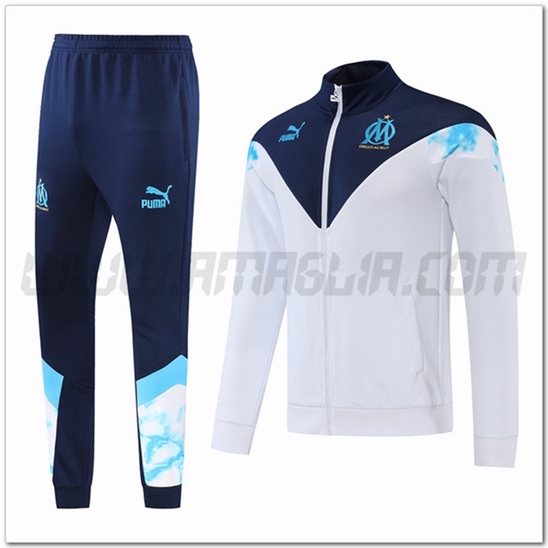 Tuta Giacca Allenamento Marsiglia OM Bianco/Blu 2022 2023