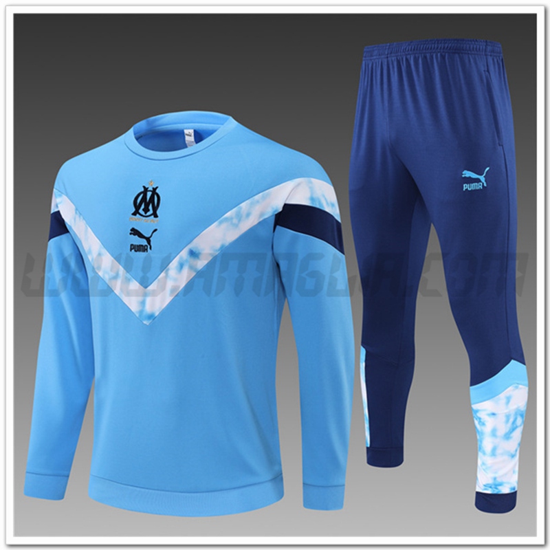 Tuta Allenamento Marsiglia OM Bambino Azzurro/Bianco 2022 2023