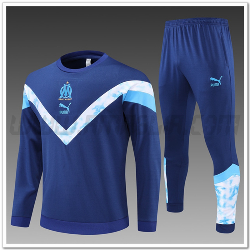 Tuta Allenamento Marsiglia OM Bambino Bianco/Blu 2022 2023