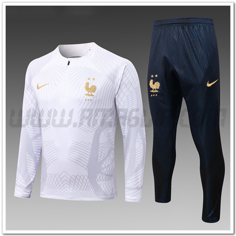 Tuta Allenamento Francia Bambino Bianco/Grigio 2022 2023
