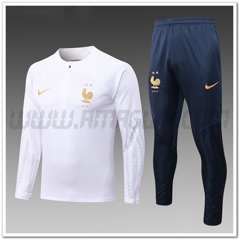 Tuta Allenamento Francia Bambino Bianco 2022 2023