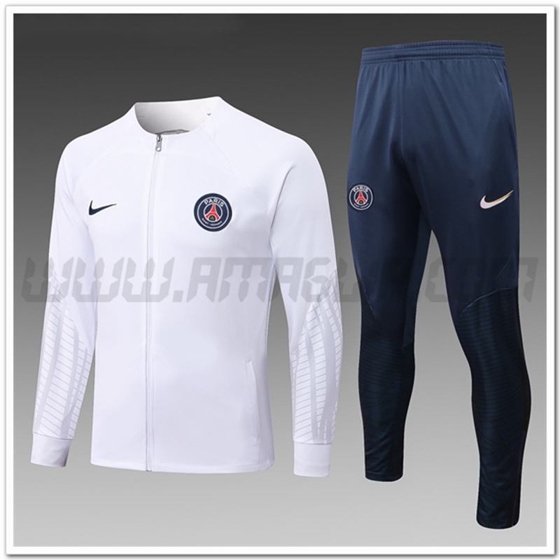 Tuta Giacca Allenamento PSG Bambino Bianco 2022 2023