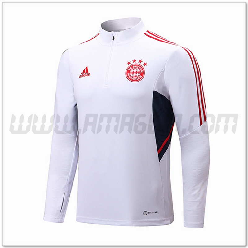 Felpa Allenamento Bayern Monaco Bianco 2022 2023