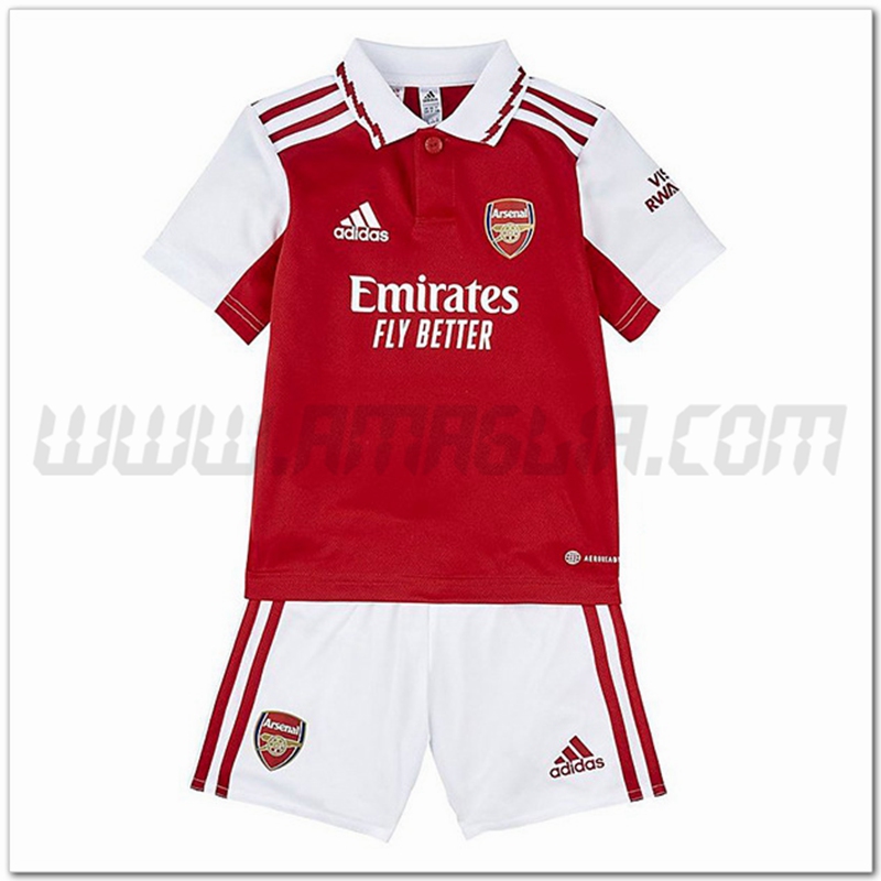 Nuovo Kit Maglia Arsenal Bambino Prima 2022 2023