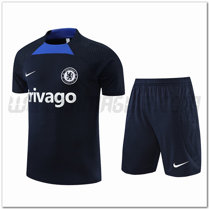 KIT Canotta da Allenamento FC Chelsea + Pantaloncini Blu Marino 2022 2023