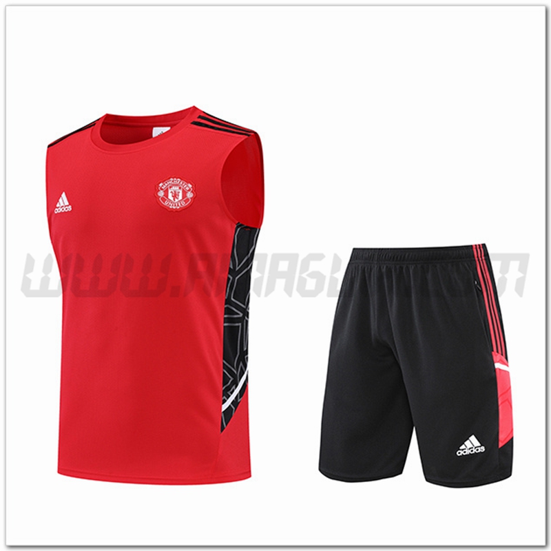KIT Canotta da Allenamento Manchester United + Pantaloncini Rosso 2022 2023