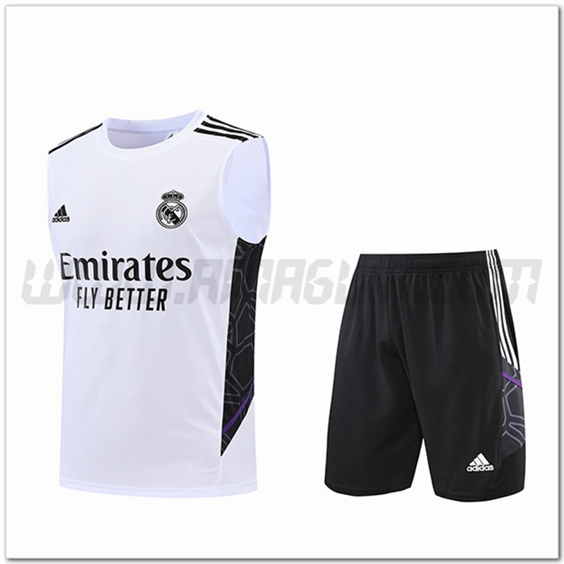 KIT Canotta da Allenamento Real Madrid + Pantaloncini Bianco 2022 2023