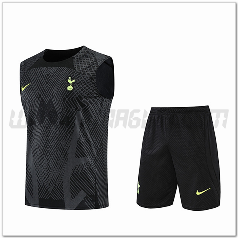 KIT Canotta da Allenamento Tottenham Hotspur + Pantaloncini Grigio/Nero 2022 2023