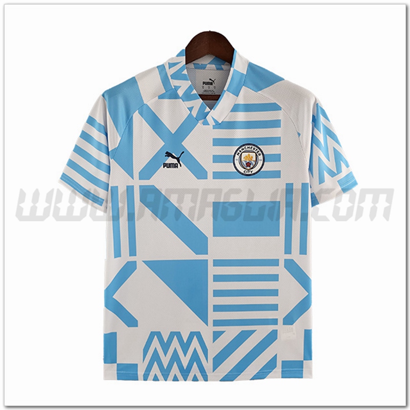 Maglia Allenamento Manchester City Bianco/Blu 2022 2023