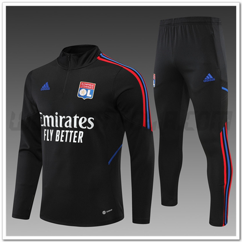 Tuta Allenamento Lyon Bambino Nero 2022 2023