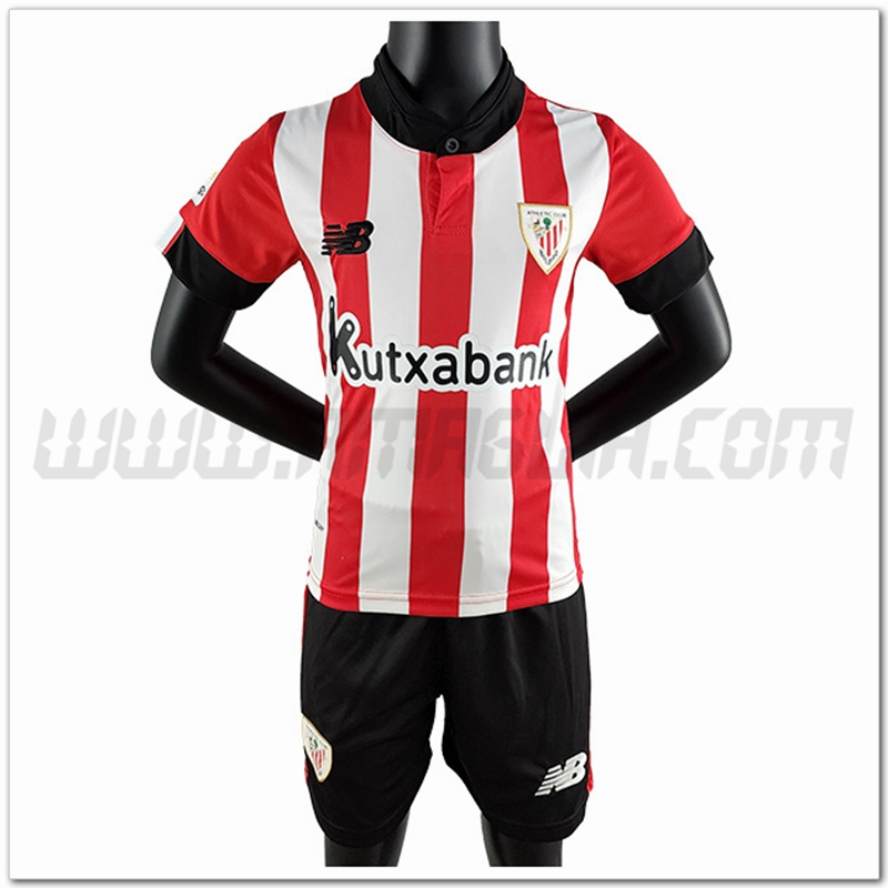 Nuovo Kit Maglia Athletic Bilbao Bambino Prima 2022 2023 Rosso Bianco