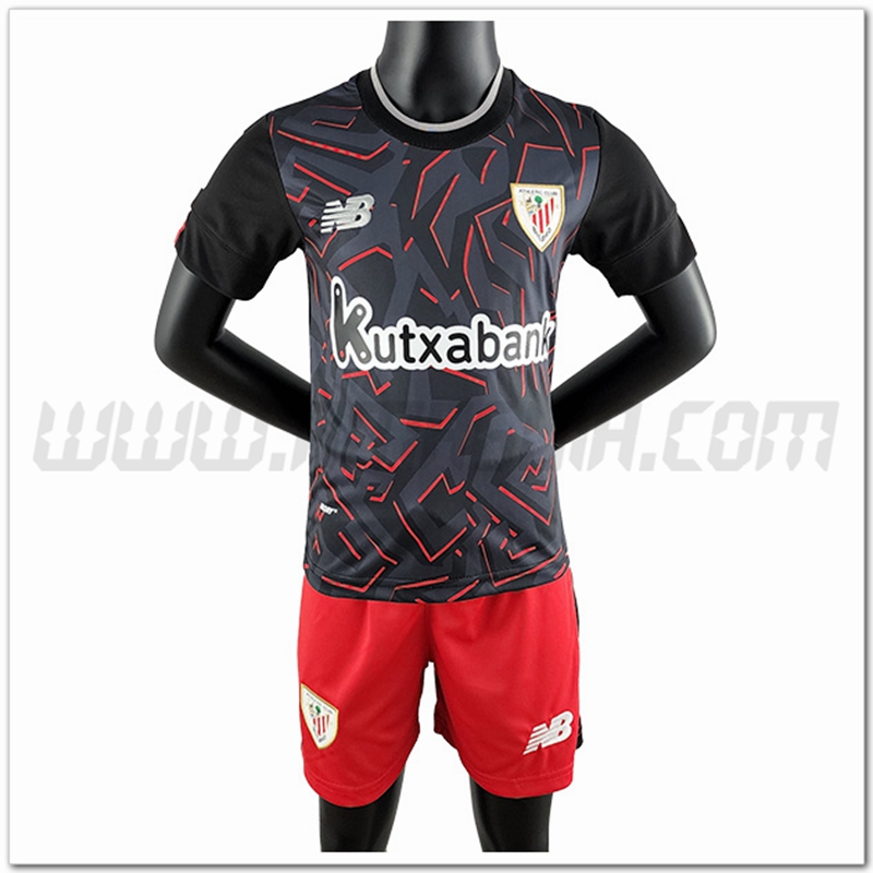 Nuovo Kit Maglia Athletic Bilbao Bambino Seconda 2022 2023 Nero