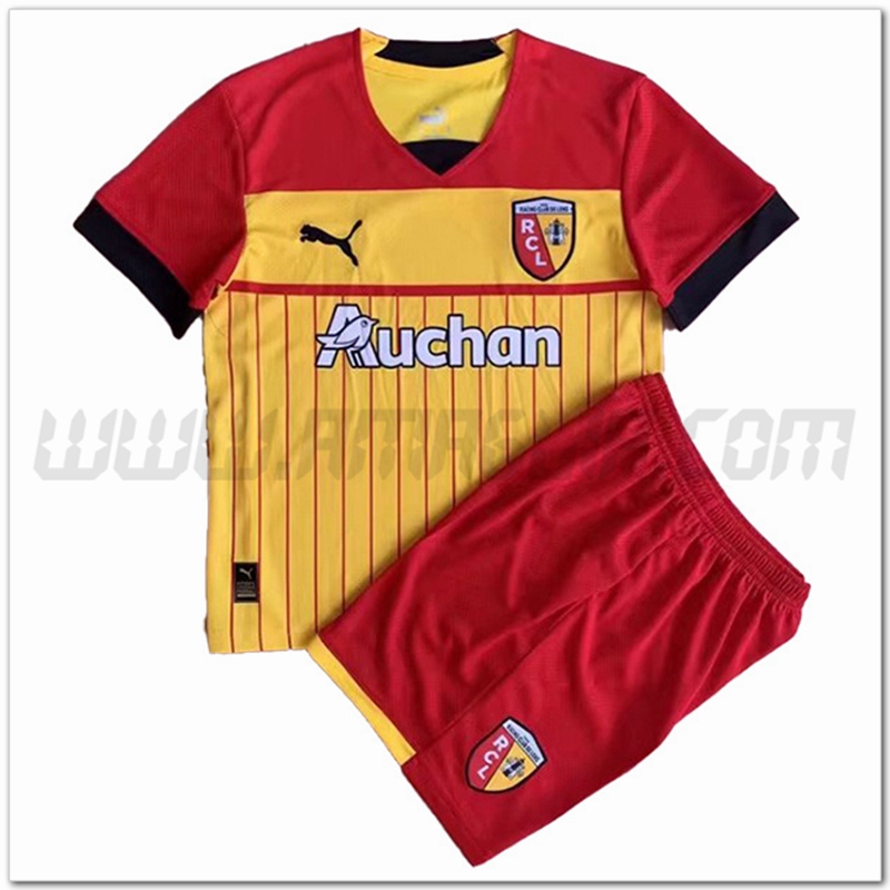 Nuovo Kit Maglia RC Lens Bambino Prima 2022 2023 Giallo Rosso